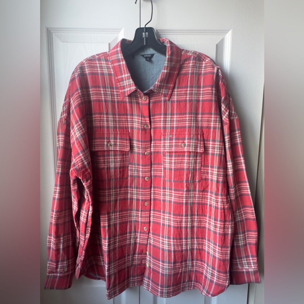 Buffalo David Bitton Shirt Womens Red White 100% Cotton Size L